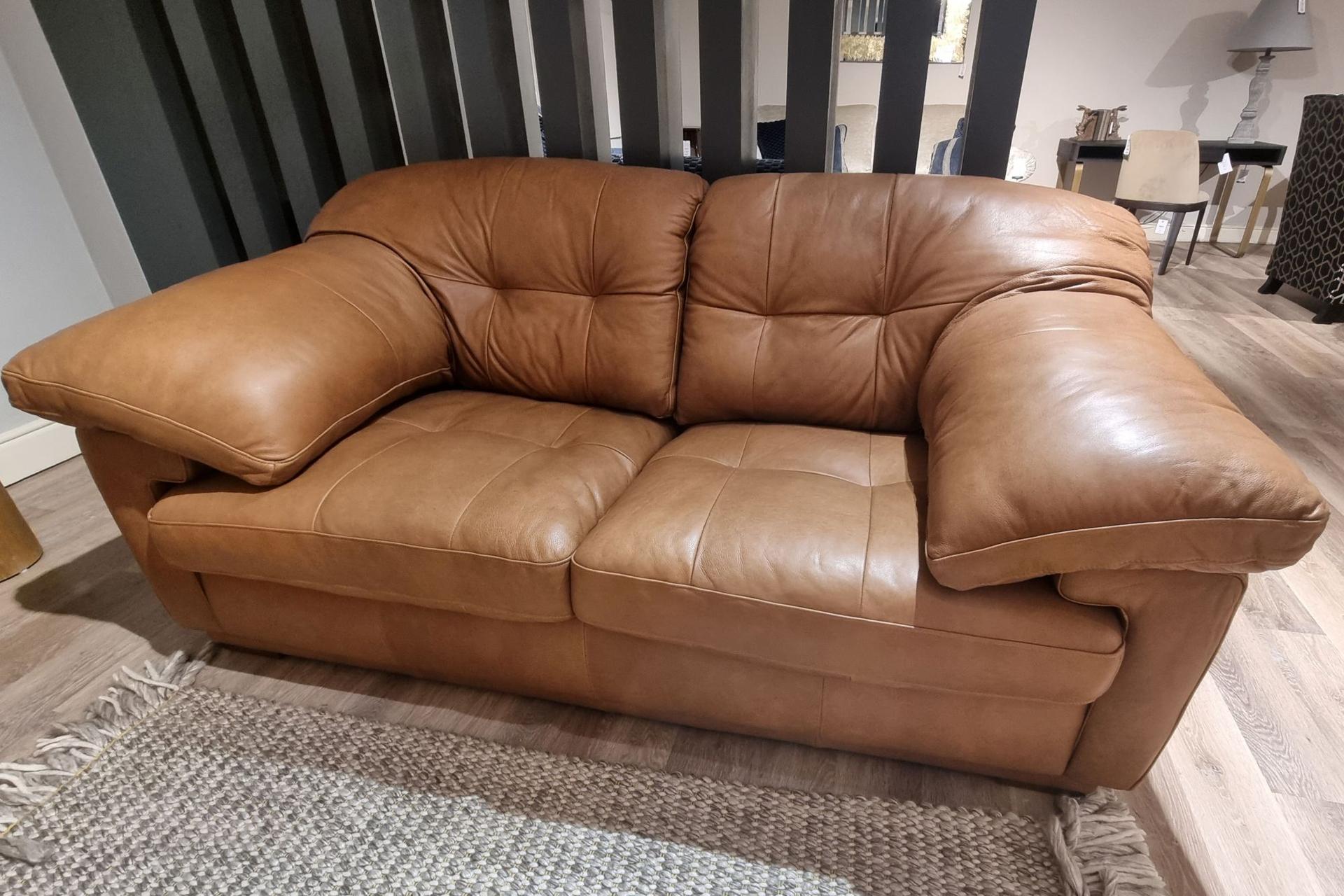 Bamburgh 2 Seater Leather Sofa  - Clearance Cork