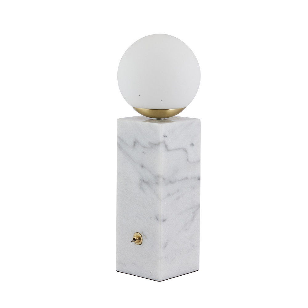 Emile Brushed Brass and White Marble Orb Table Lamp