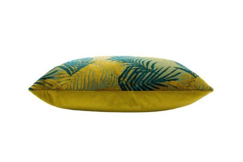 Palm Grove Velvet Cushion Jacquard Gold/Teal
