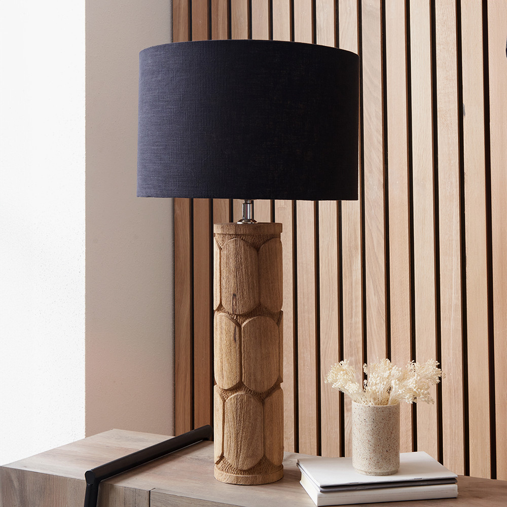 Ellia Natural Wood Tall Table Lamp