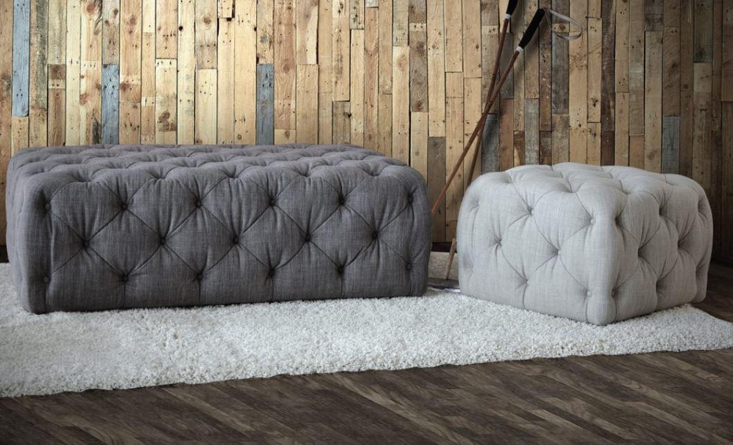 Button Cube Footstool Fabric