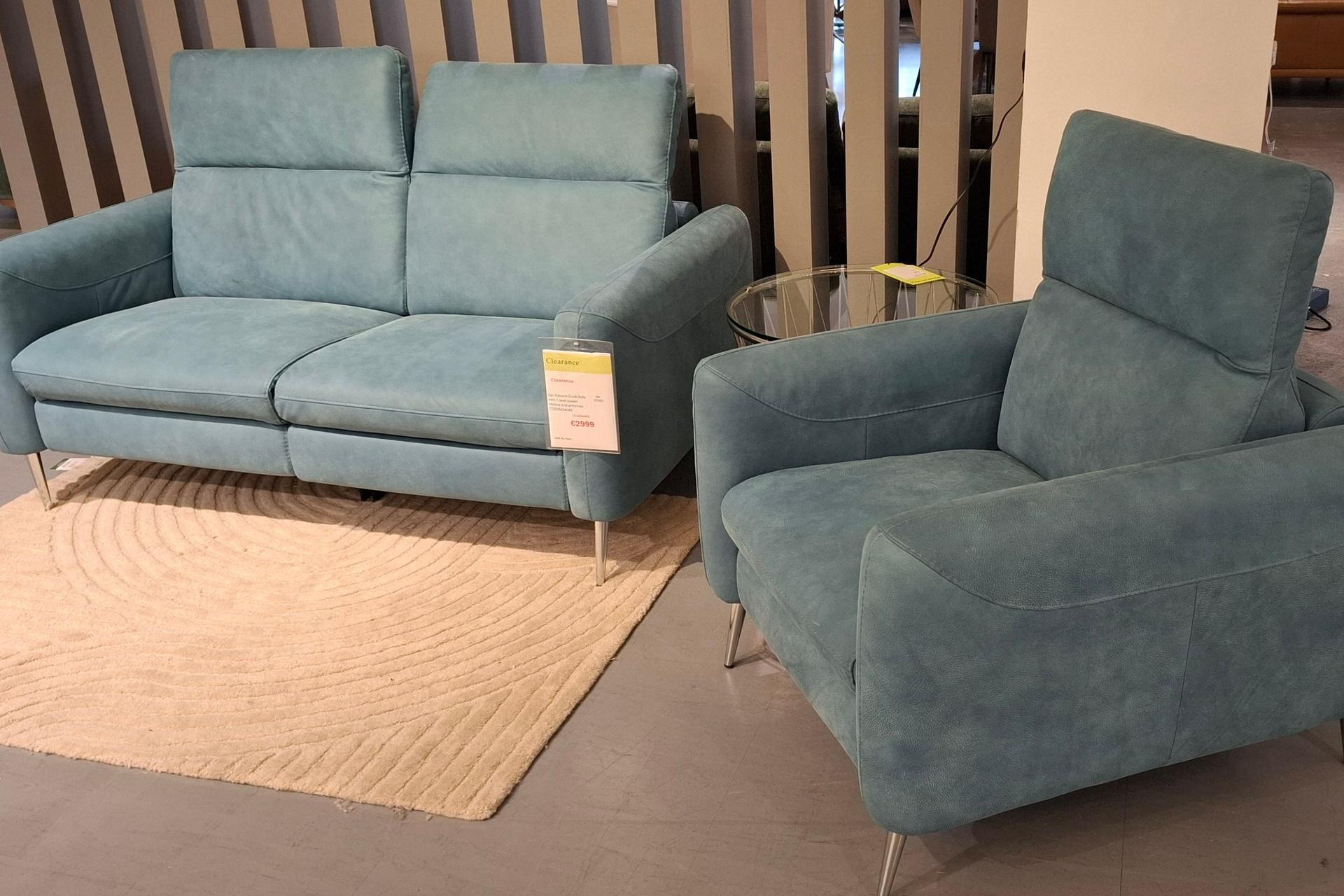 Egoitaliano Dusk Sofa with 1 seat recline and armchair - Clearance Limerick