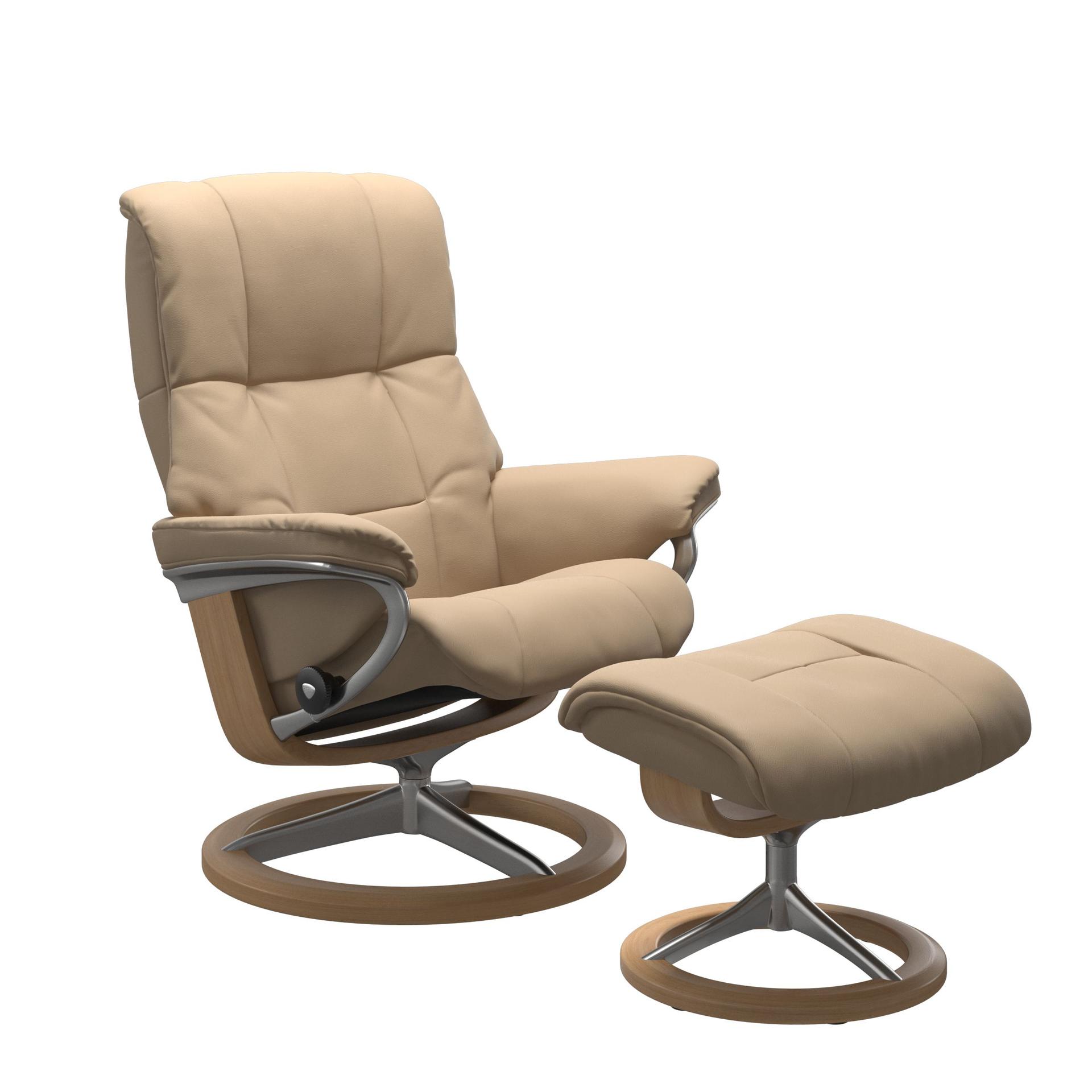 Stressless Mayfair Recliner Chair & Stool Sig Base Beige/Oak