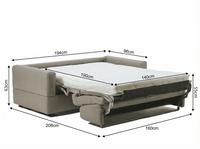 Visconti 3 Seater Leather Sofa Bed Dark Grey