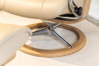 Stressless Mayfair Recliner Chair & Stool Sig Base Beige/Oak