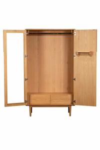 Oak Double Wardrobe with doors open