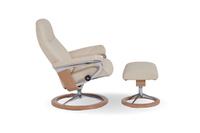 Stressless Consul Cream Large Recliner Chair and Stool