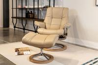 Stressless Mayfair Recliner Chair & Stool Sig Base Beige/Oak