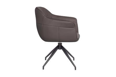 Amrita Swivel Dining Chair Mid Grey Leather