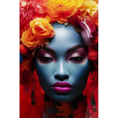 Floral Woman Glass Picture