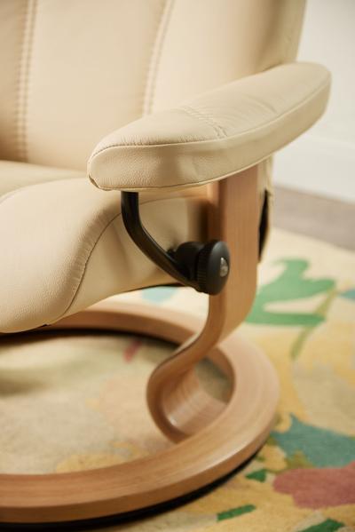 Stressless Consul Cream Medium Clas Recliner Chair and Stool