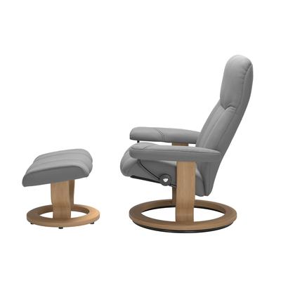 Stressless Consul Wild Dove Medium Clas Recliner Chair and Stool