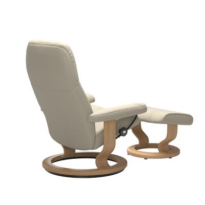 Stressless Consul Cream Medium Clas Recliner Chair and Stool