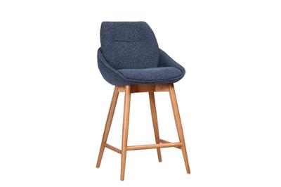 Jesiba Counter Stool Dark Blue with Wooden Base
