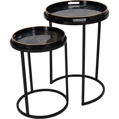 Vesuvius Black and Gold Nest of Tables