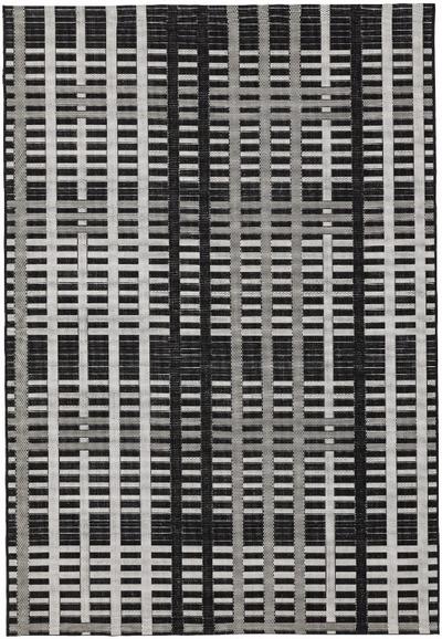 Patio Black Grid Outdoor Rug