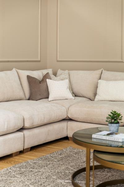 Girona Combi Sofa RHF Digby Beige with Free Footstool