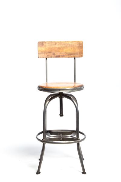 Reclaimed Bar Stool with Back Rest