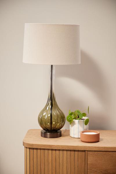 Faded Green Glass Table Lamp