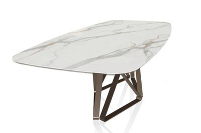 Bontempi Delta 250cm Glossy Calacatta Barrel Top Dining Table