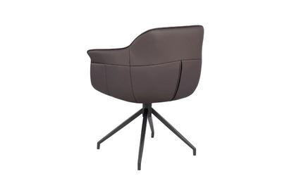 Amrita Swivel Dining Chair Mid Grey Leather