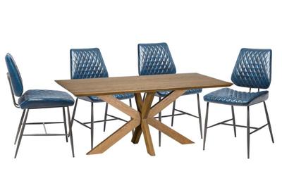 Finley 180cm Dining Table & Dark Blue Isabella Dining Chair Bundle