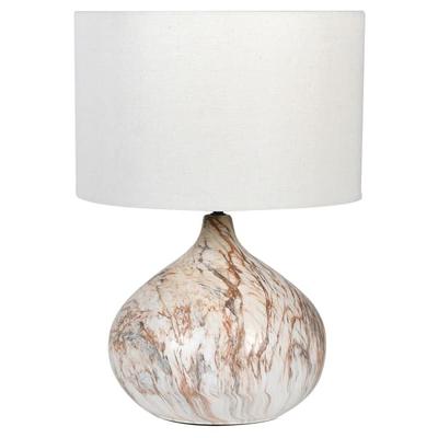 Blue Brown Lamp with Linen Shade