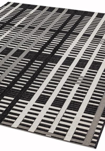 Patio Black Grid Outdoor Rug