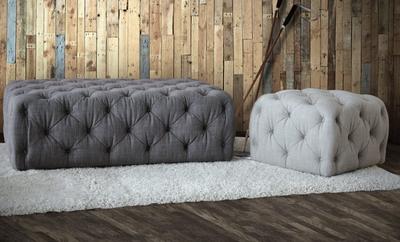 Button Cube Footstool Fabric
