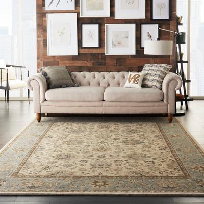 Living Treasures Rug LI16 Ivory/Aqua