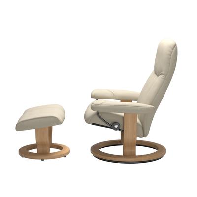 Stressless Consul Cream Medium Clas Recliner Chair and Stool