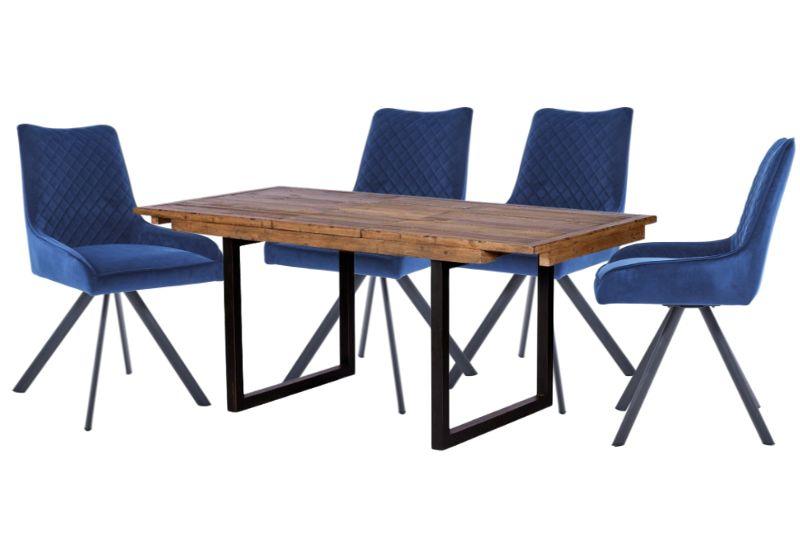 Ford 140cm Extending Dining Table and 4 Navy Pero Dining Chairs - Bundle Deal
