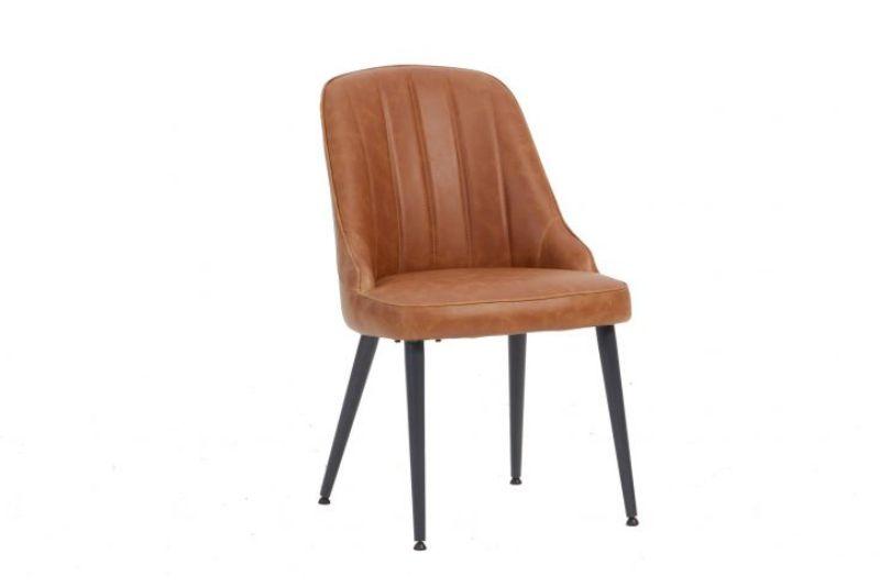 Tan brown leather clearance dining chairs