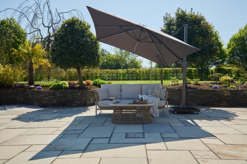 3m Square Glow Parasol and base Anthracite w/Cover