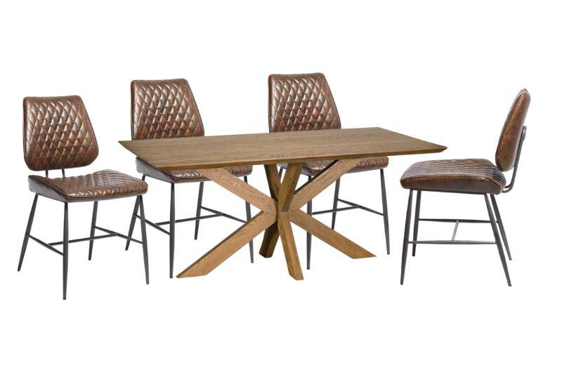 Finley 180cm Dining Table & Brown Isabella Dining Chair Bundle