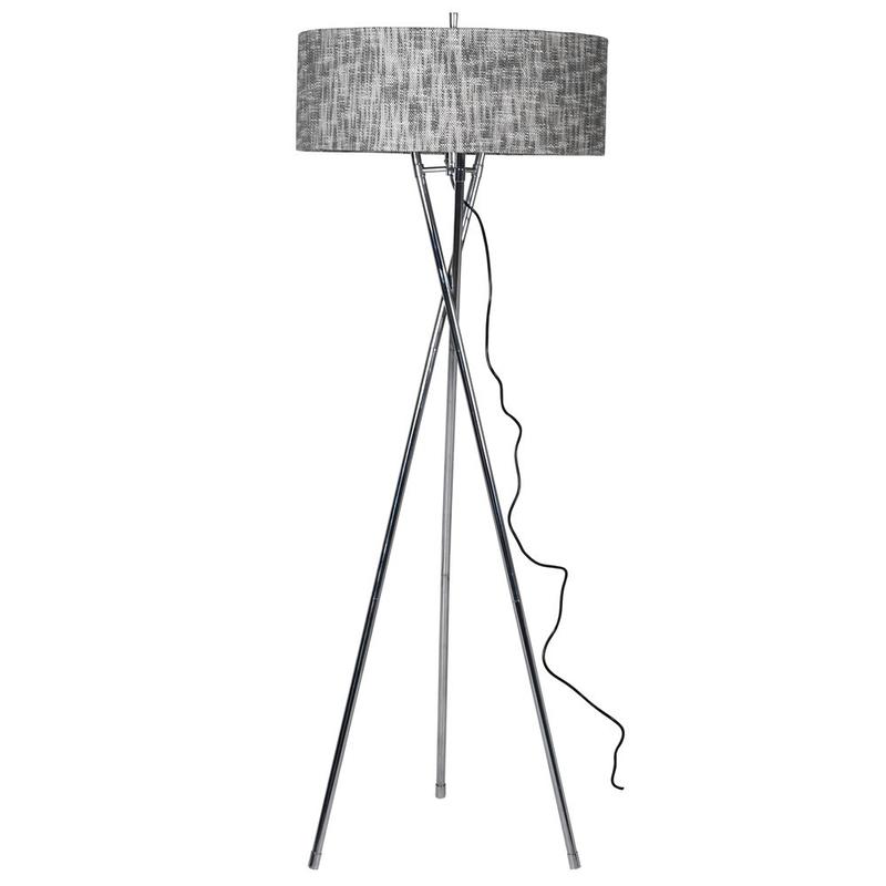 Large Tripod Lamp with Grey Shade