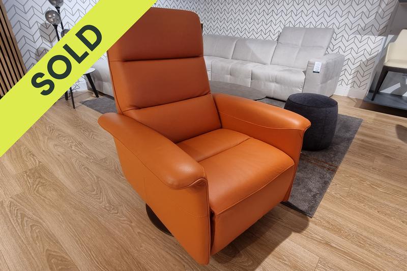 Egoitaliano Kelly Manual Recliner Swivel Leather Chair - Clearance Cork