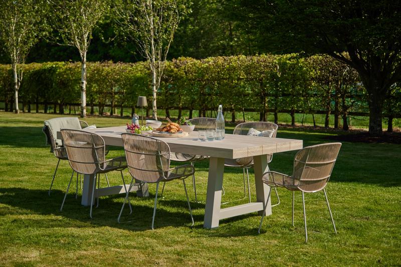 Kingsville Garden Dining Set Linen 195cm