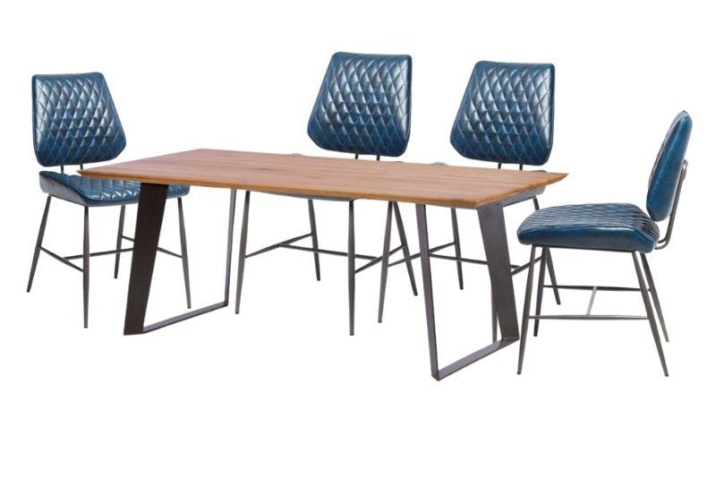 Smithfield 180cm Dining Table and 4 Blue Isabella Chairs - Bundle Deal