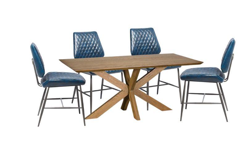 Finley 220cm Dining Table & Dark Blue Isabella Dining Chair Bundle