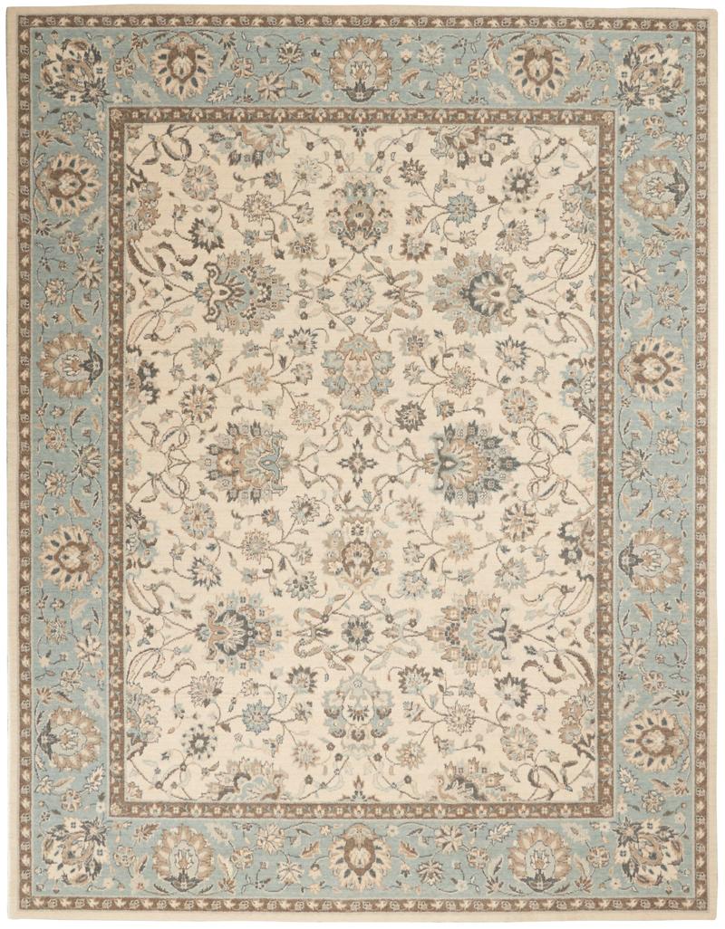 Living Treasures Rug LI16 Ivory/Aqua