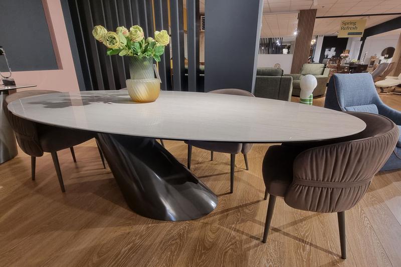 Granada Ceramic Dining Table 240cm & 4 Velvet Chairs – Clearance Cork