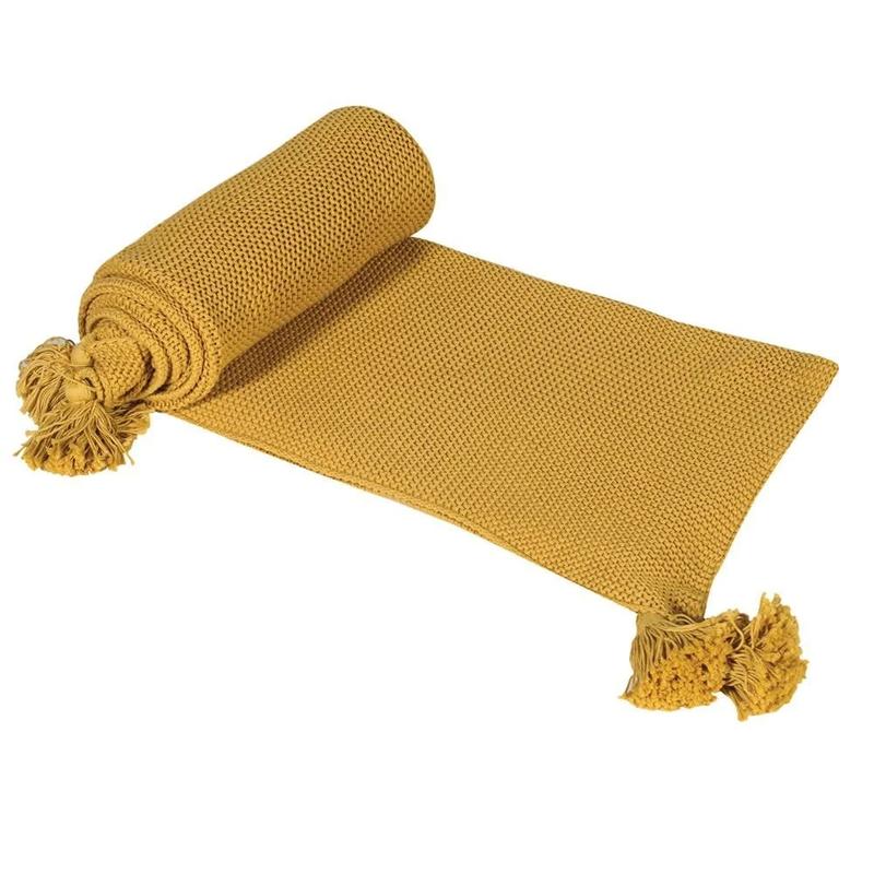 Knitted Mustard Throw