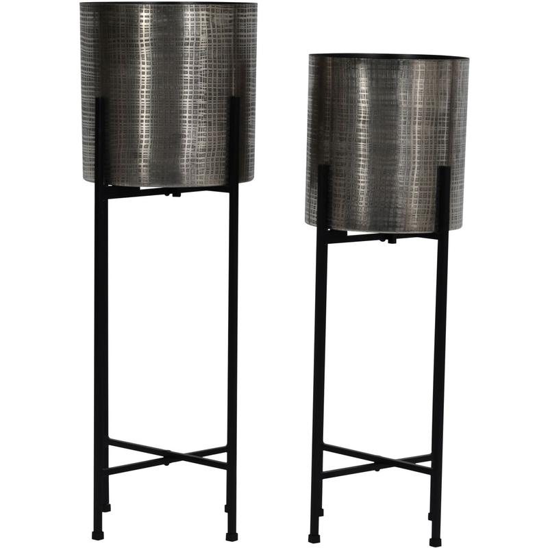 Clyde Floor Standing Nickel Set of 2 Planters