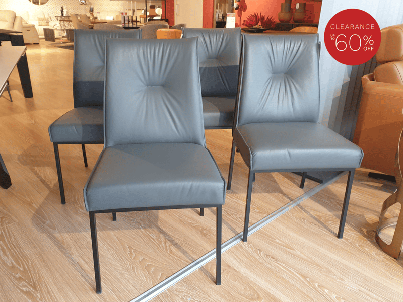 Calligaris Romy Chair x4 Grey Soft Leather - Clearance Cork
