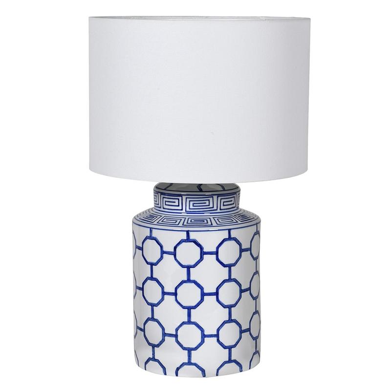 Blue Geometric Tile Table Lamp
