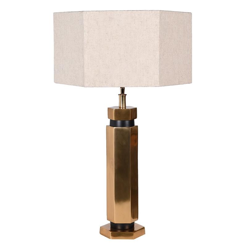 Gold Hexagon Table Lamp with Shade