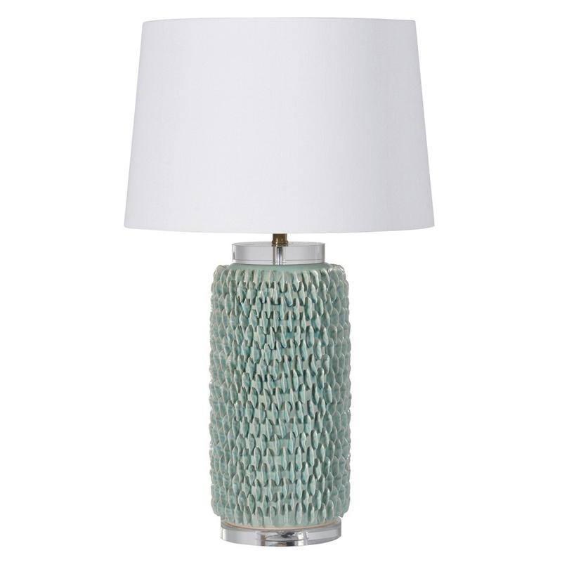 Ceramic Aqua Green Jar Lamp with Shade