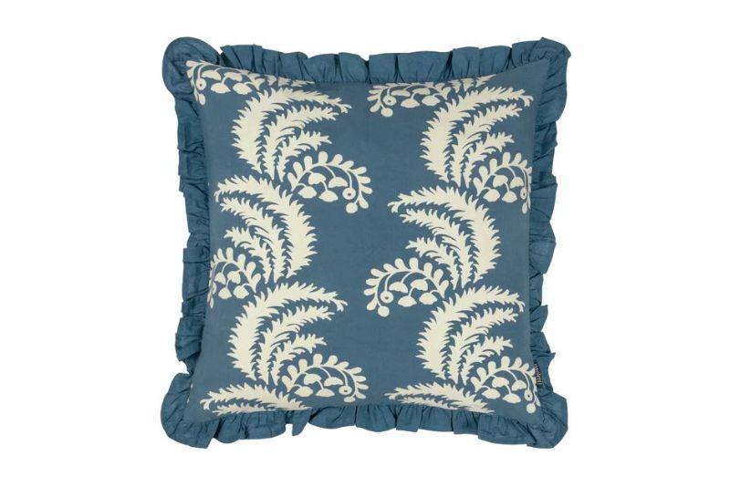 Montrose Fringe Cushion Floral French Blue