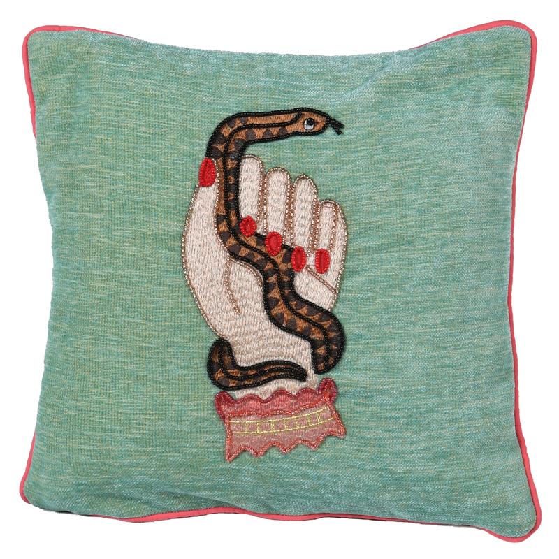 Green Snake Charmer Cushion